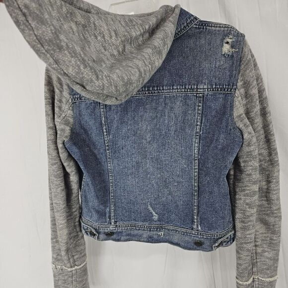 Free People Denim and Knit Hoodie Jacket Size Small - Picture 9 of 9